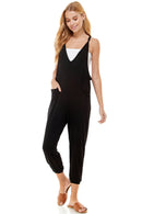 Deep V Neck Jumpsuit Black - Skinny Leg Style for Effortless Elegance LOVING PEOPLE
