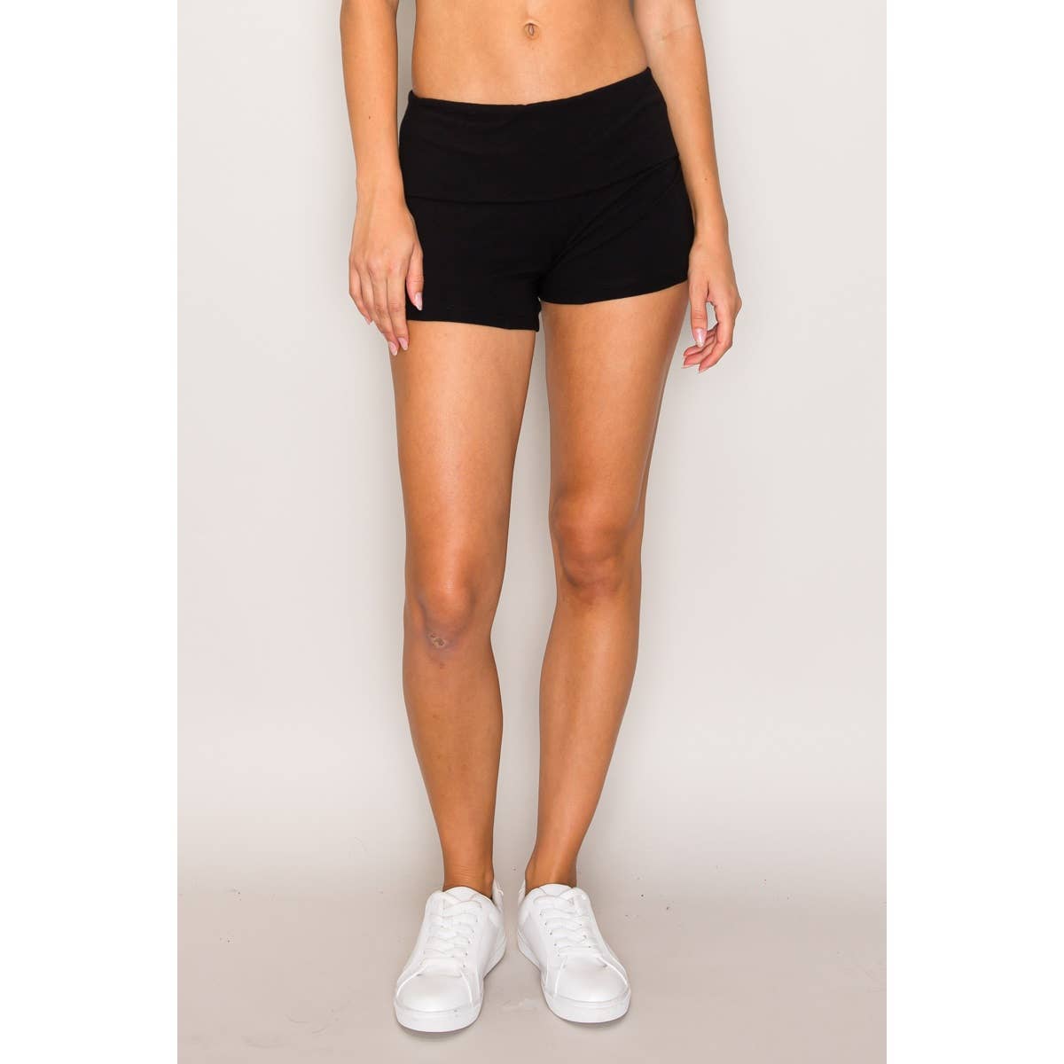 Cotton Bike Shorts with Fold over Waist Band