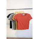 Short Sleeve Crew Neck Cropped Cotton Knit Top Popular 21