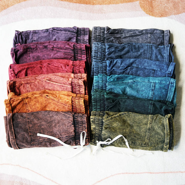 Vintage wash Drawstring Shorts w/ pockets