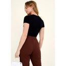 Short Sleeve Crew Neck Cropped Cotton Knit Top Popular 21