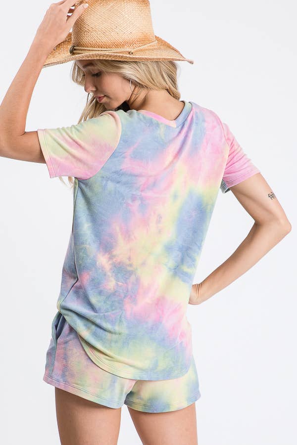 Tie-Dye Drawstring Shorts