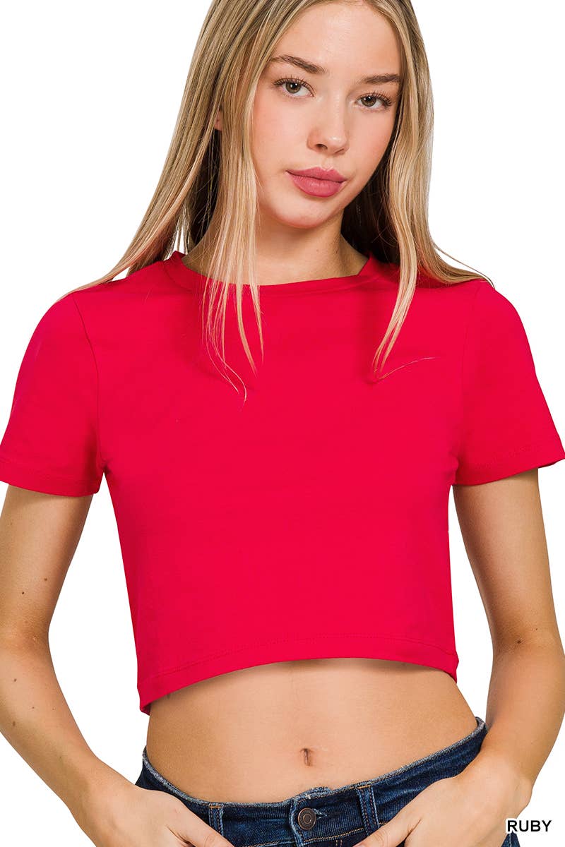 Cotton Short Sleeve Cropped Top
