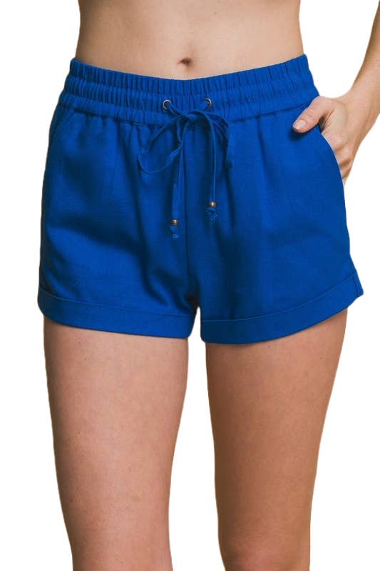 Mid Rise Linen Shorts