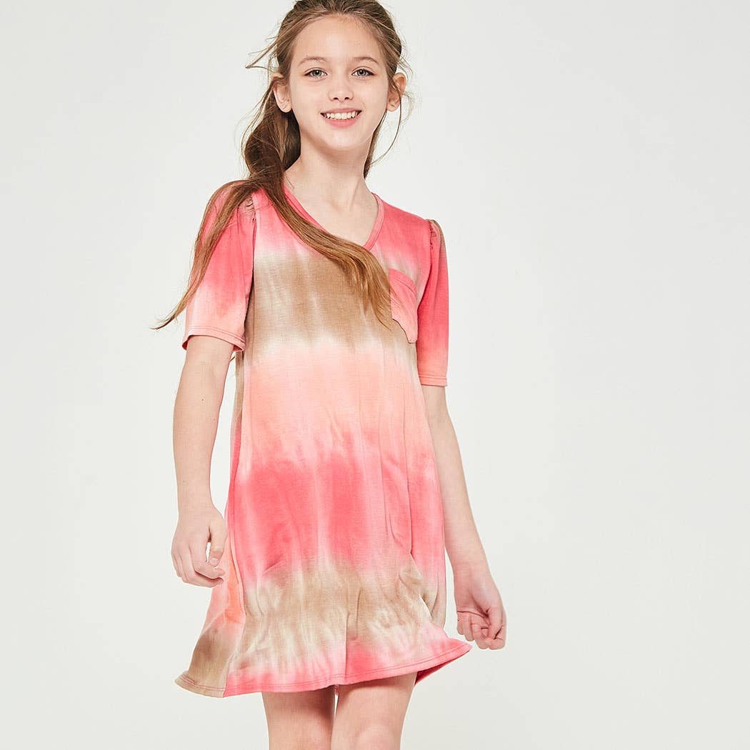 Tie Dye Balloon Sleeve Flare Dress