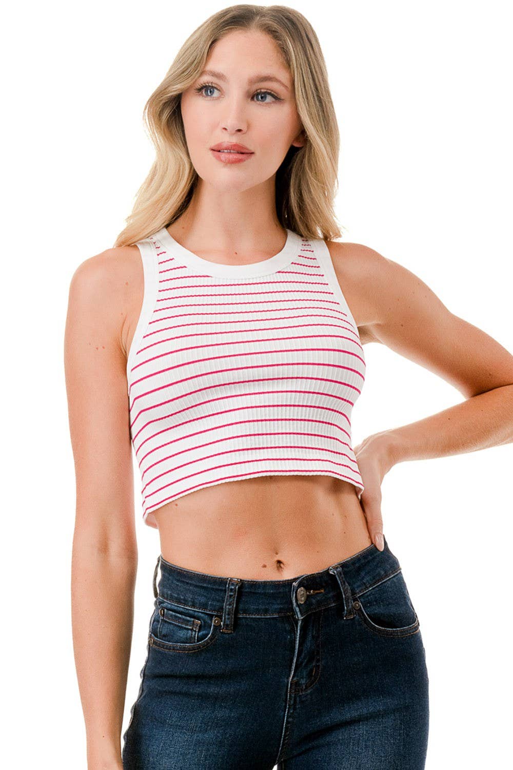 seamless pinstripes crop tank top