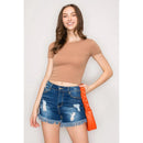 Short Sleeve Crew Neck Cropped Cotton Knit Top Popular 21