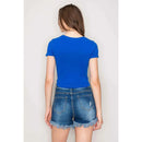 Short Sleeve Crew Neck Cotton Knit Cropped Top
