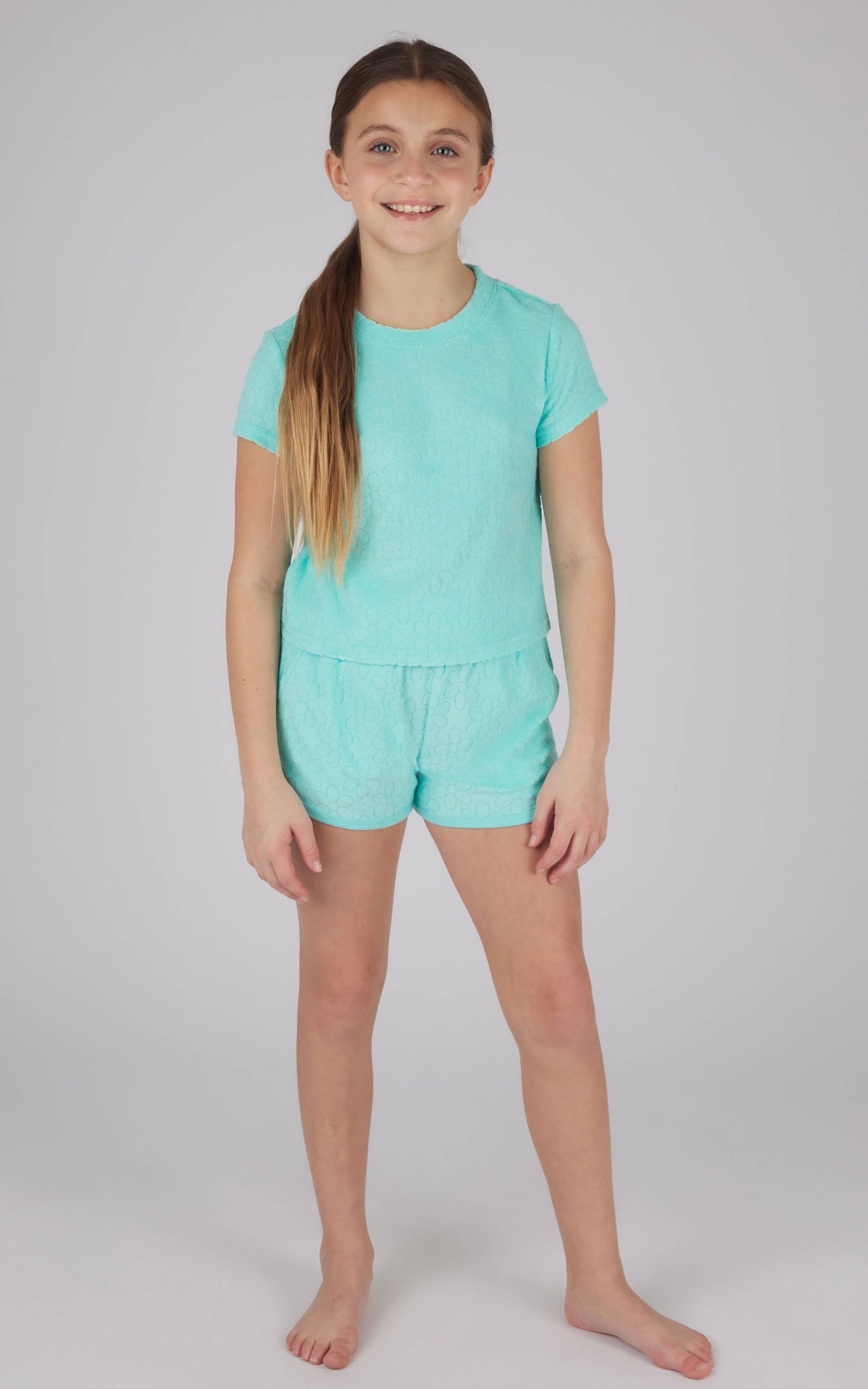 Girls Towel Terry Short Sleeve Top and Short - 2 PC Set