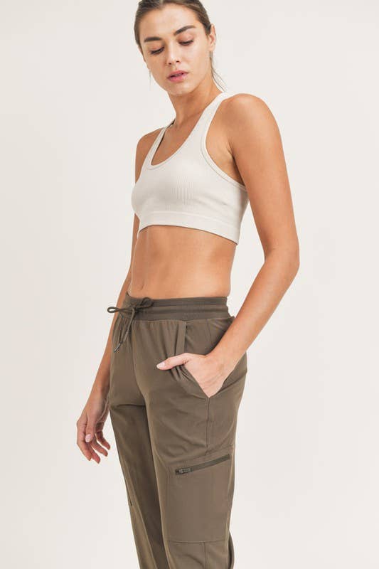Ribbed Seamless Mineral-washed Racer Back Sports Bra