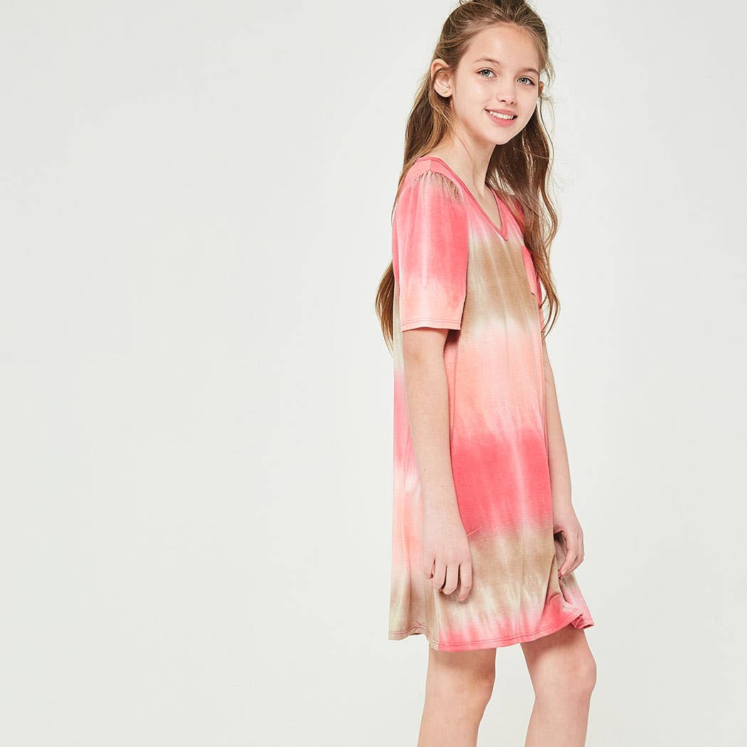 Tie Dye Balloon Sleeve Flare Dress