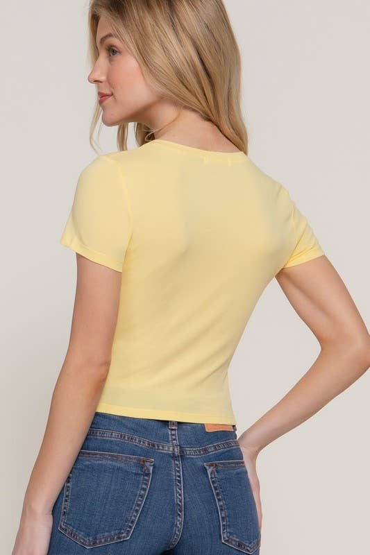 Short Sleeve Crew Neck Crop Top