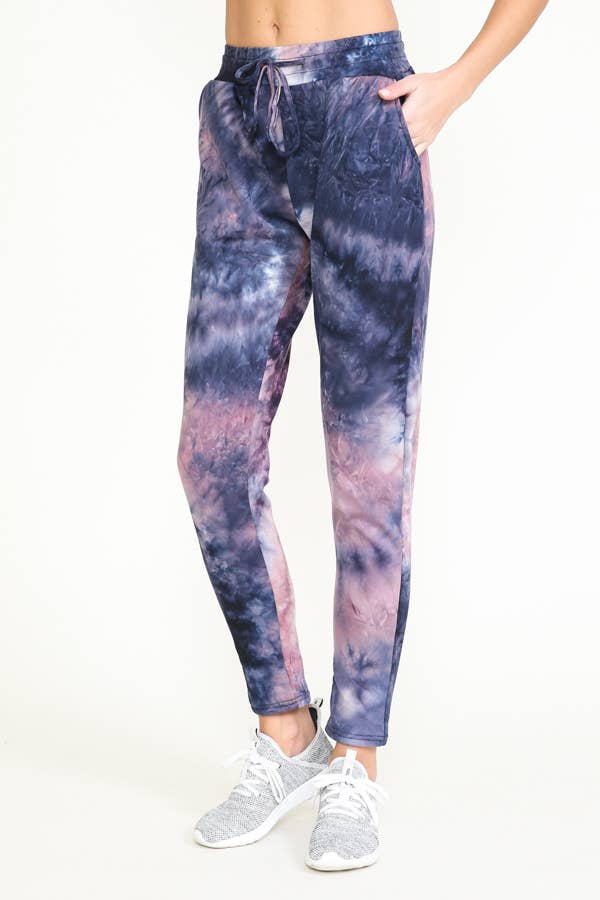 TIE DYE WARM PANTS FLEECE LINED WAISTBAND PANTS
