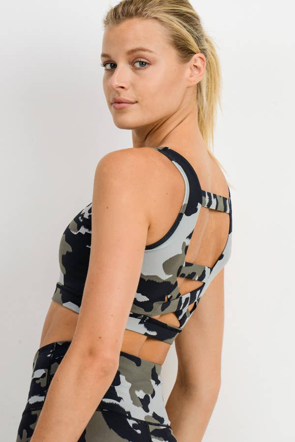 Jungle Camo Triple Strap Sports Bra