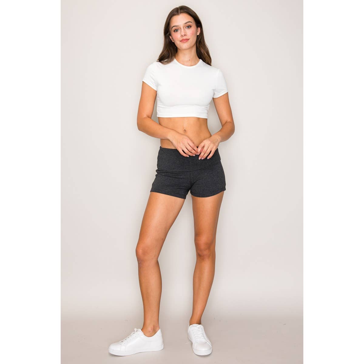 Cotton Bike Shorts with Fold over Waist Band