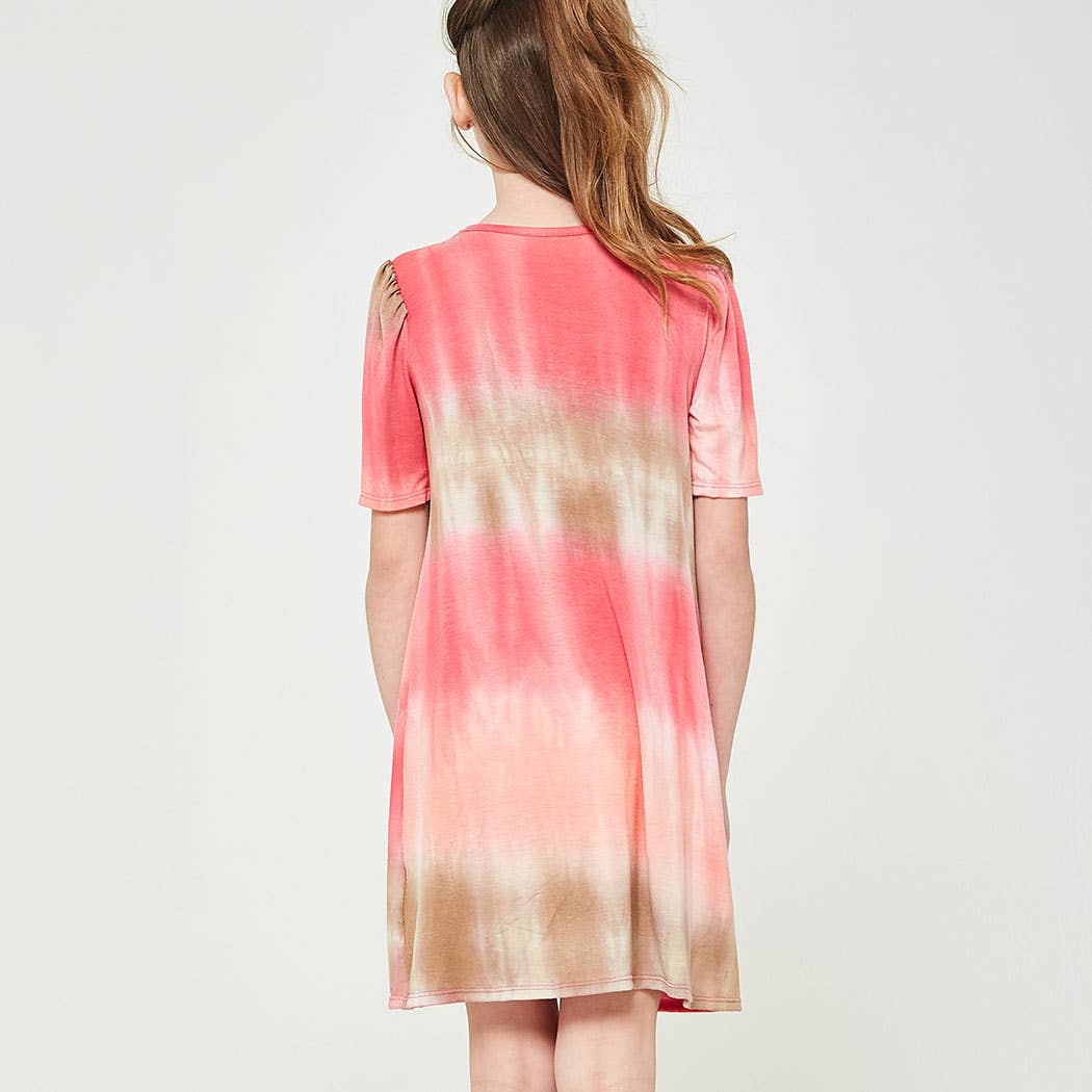 Tie Dye Balloon Sleeve Flare Dress