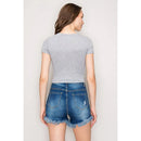 Short Sleeve Crew Neck Cropped Cotton Knit Top Popular 21