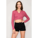 Hooded Zipper Front Rib Knit Cropped Jacket