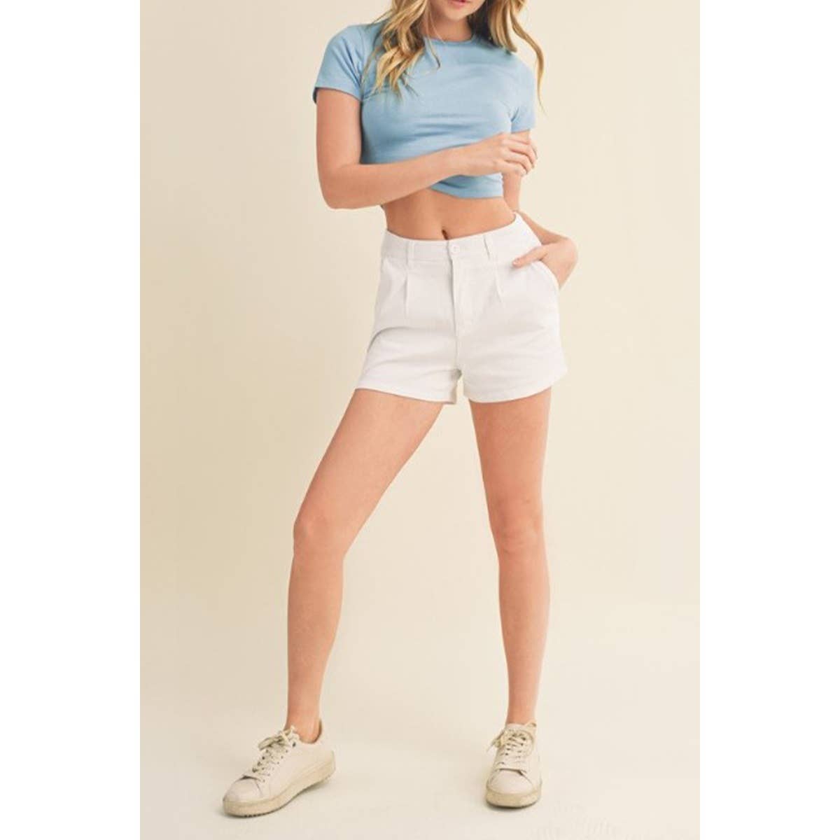CREW NECK SHORT SLEEVE CROP TEE TOP