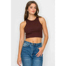 Cropped High Neck Ribbed Tank Top