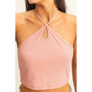 DZ22E149-Halter Cutout Crop Top