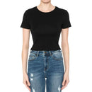 CREW NECK SHORT SLEEVE CROP TEE TOP