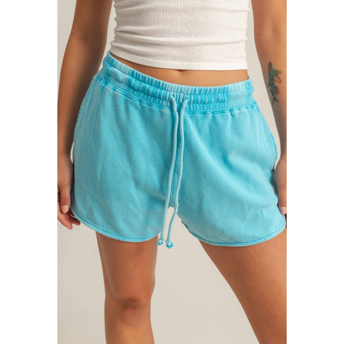 DZ25A690-Drawstring Waist Casual Dolphin Shorts