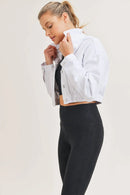 Cropped Denim Jacket with Ribbed Hem for Stylish Comfort Mono B