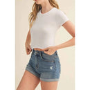 CREW NECK SHORT SLEEVE CROP TEE TOP
