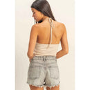 DZ22E149-Halter Cutout Crop Top