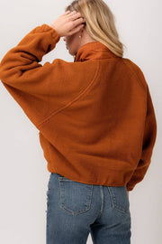 SHERPA FLEECE SNAP BUTTON ZIP POCKET JACKET