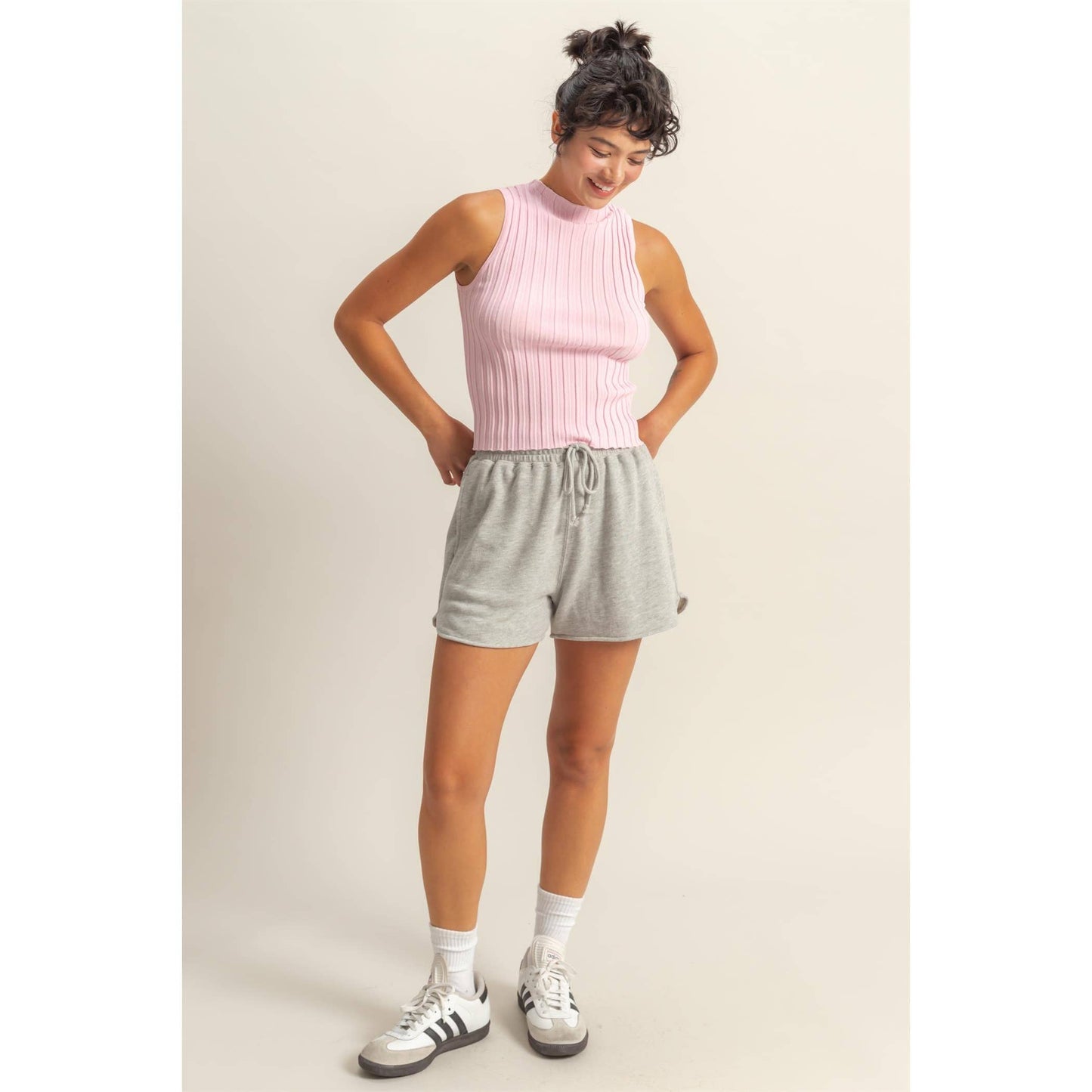 DZ25A690-Drawstring Waist Casual Dolphin Shorts