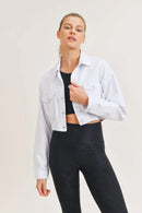 Cropped Denim Jacket with Ribbed Hem for Stylish Comfort Mono B