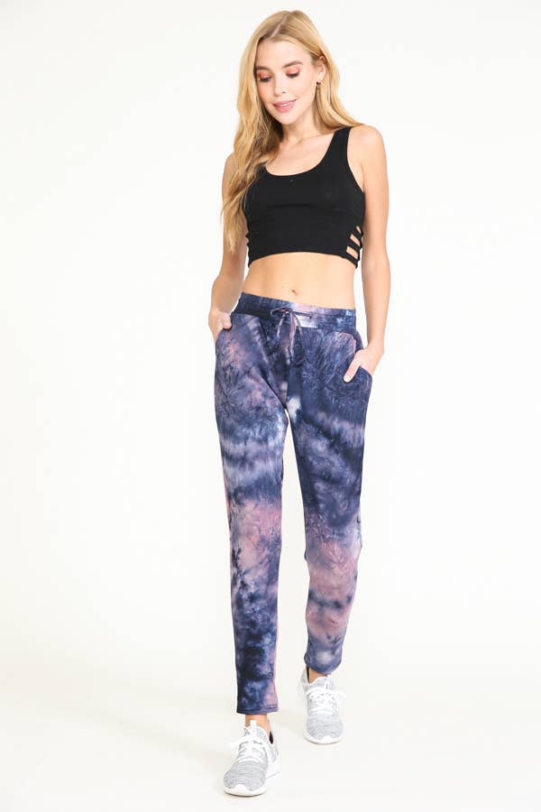 TIE DYE WARM PANTS FLEECE LINED WAISTBAND PANTS