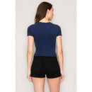 Short Sleeve Crew Neck Cropped Cotton Knit Top Popular 21