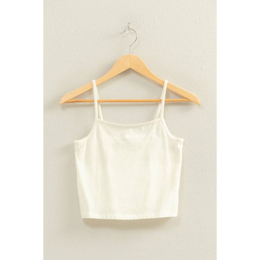 
Basic cami crop top with fitted design and classic straps, ideal for layering or everyday minimalist styling