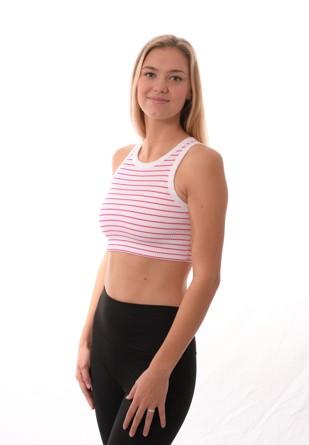 seamless pinstripes crop tank top