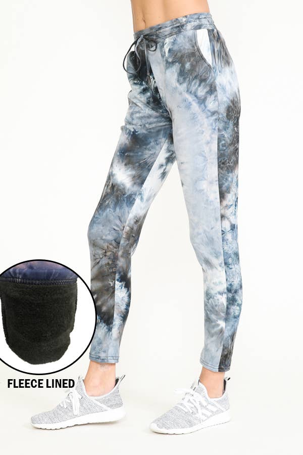 TIE DYE WARM PANTS FLEECE LINED WAISTBAND PANTS