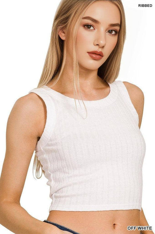 ...0623 Ribbed Sleeveless Crop Tank Top SI-25603