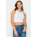 Cropped High Neck Ribbed Tank Top