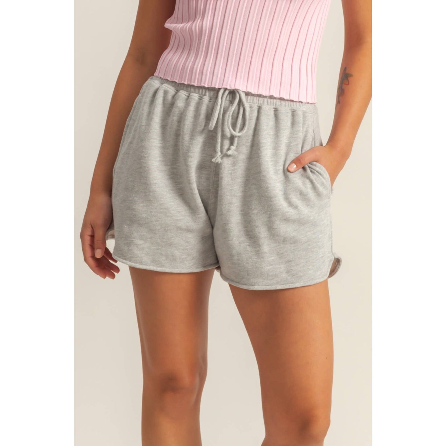DZ25A690-Drawstring Waist Casual Dolphin Shorts