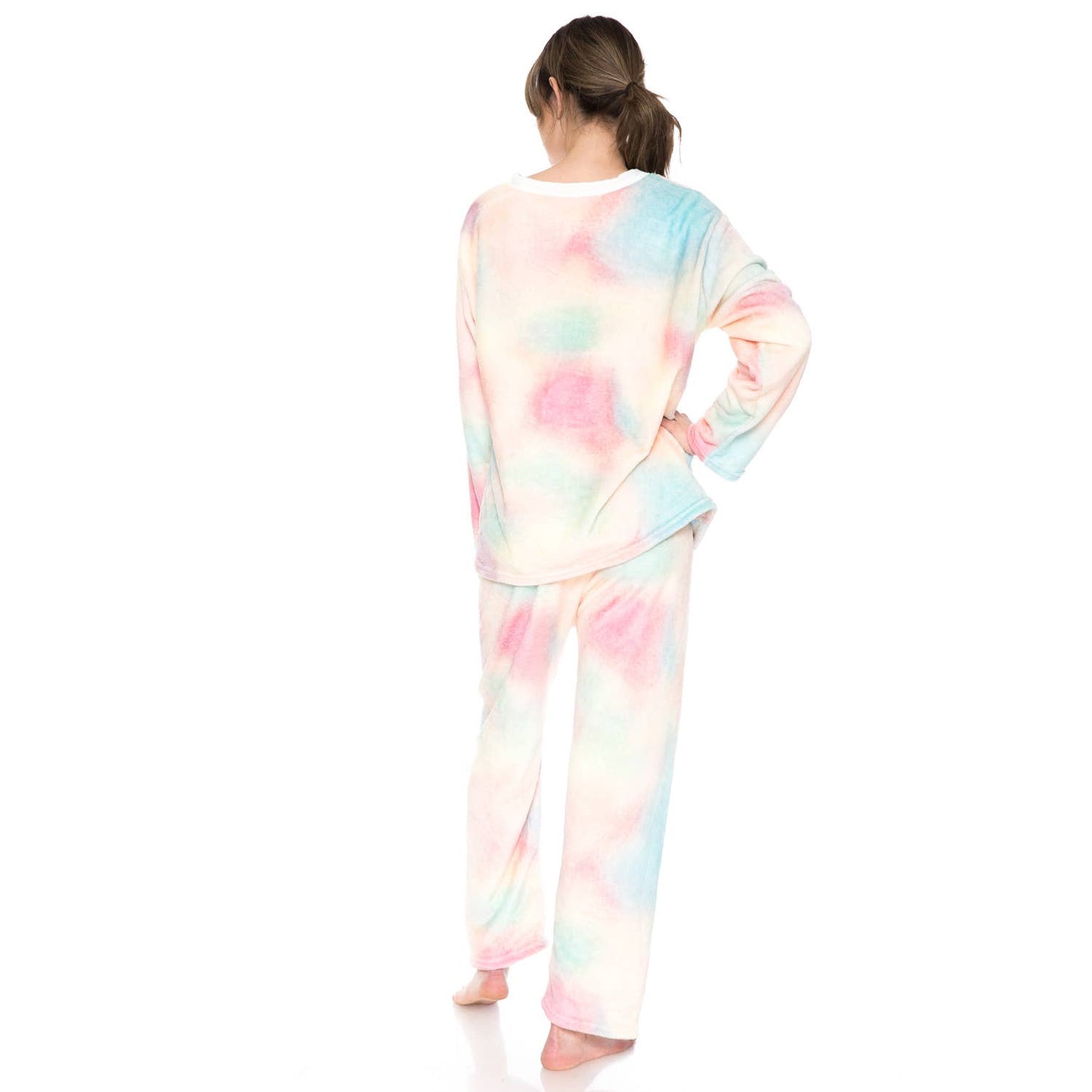 Women's Fun Prints Fleece Pajama Sets and Pants Tie Dye