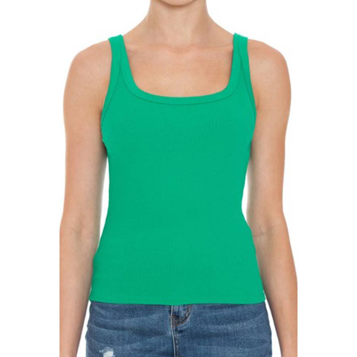 RIBBED DOUBLE SCOOP NECK TANK TOP