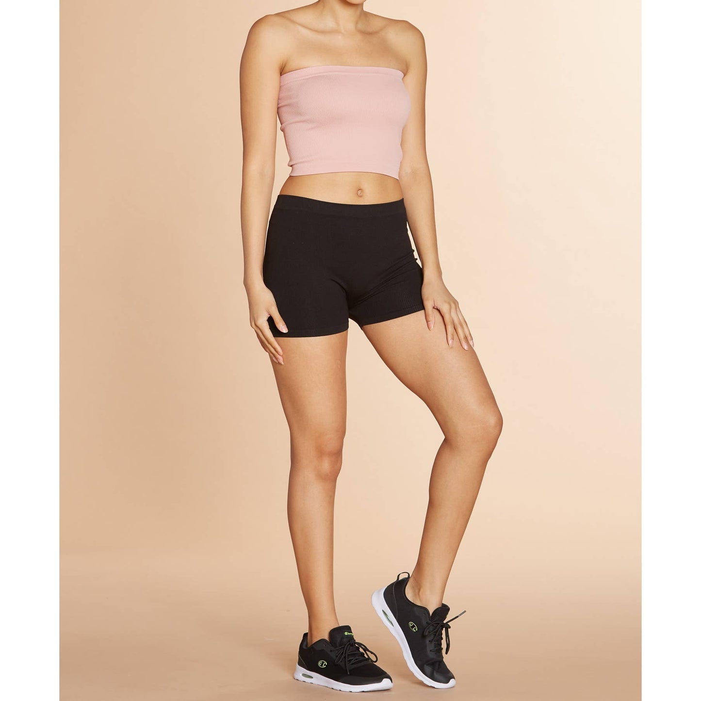 Super Stretch Body Enhancing Seamless Ribbed Slip Shorts BLK