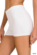 BRUSHED MICROFIBER WAISTBAND BIKER SHORTS