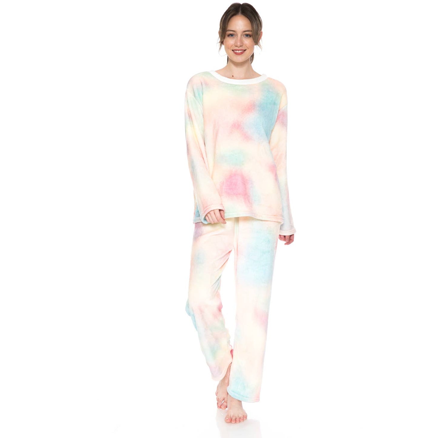 Women's Fun Prints Fleece Pajama Sets and Pants Tie Dye