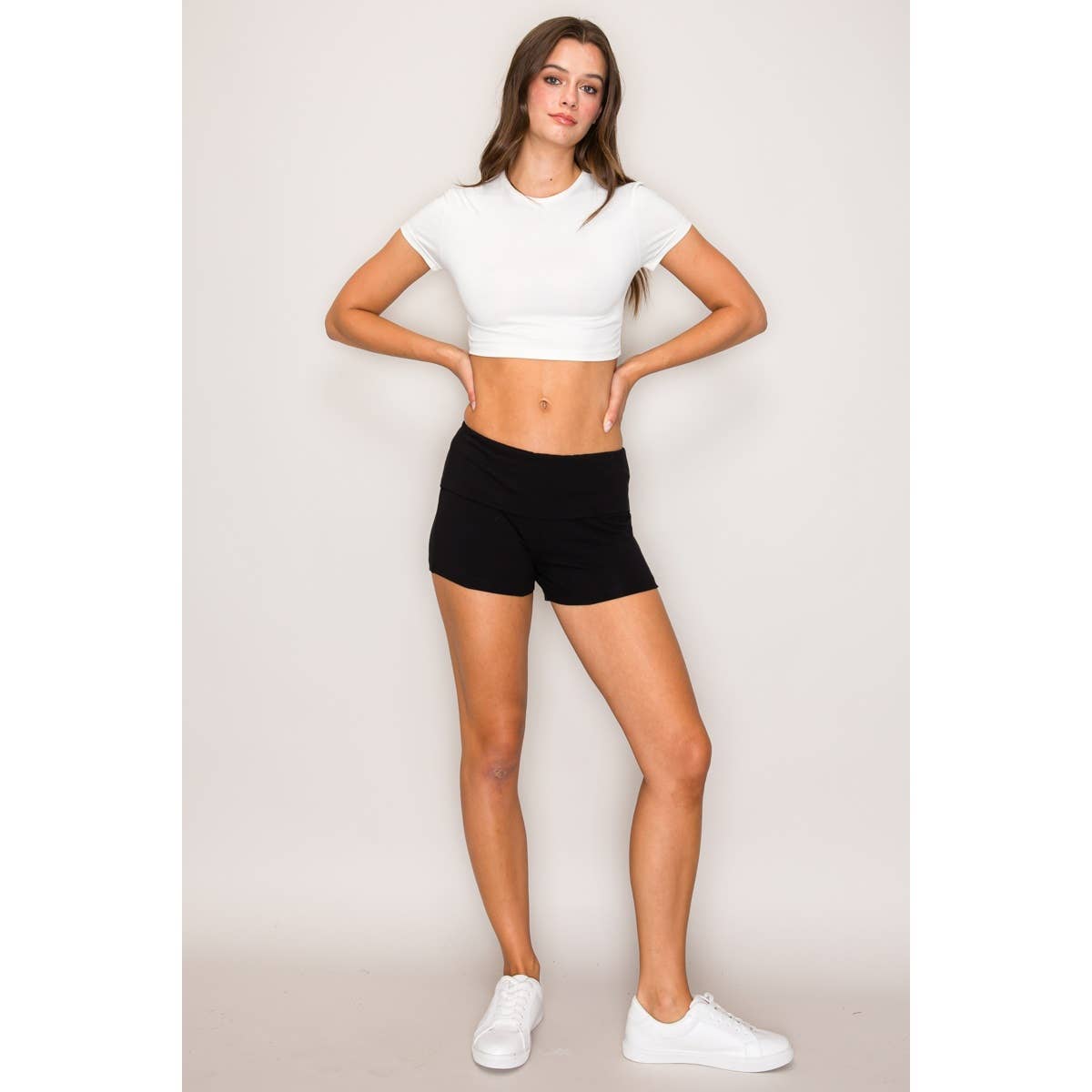 Cotton Bike Shorts with Fold over Waist Band