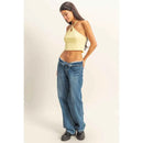 DZ22E149-Halter Cutout Crop Top