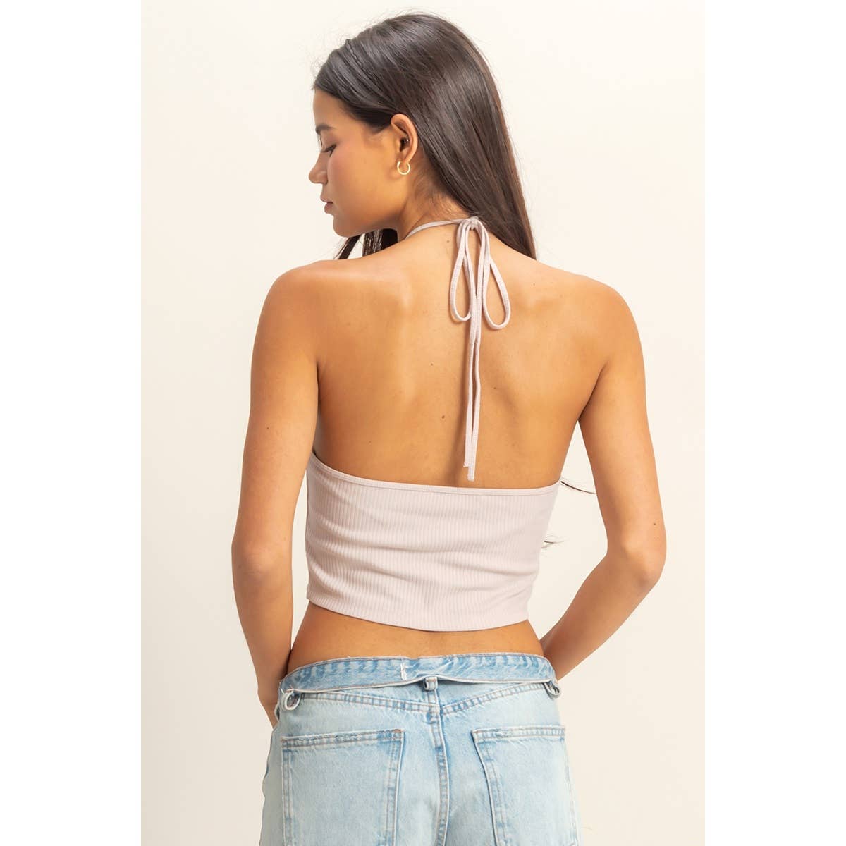 DZ22E149-Halter Cutout Crop Top