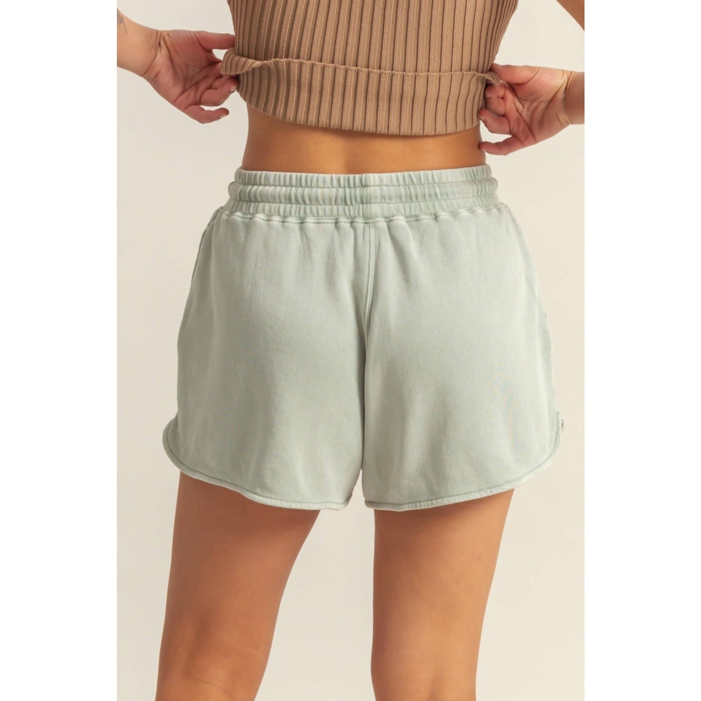 DZ25A690-Drawstring Waist Casual Dolphin Shorts